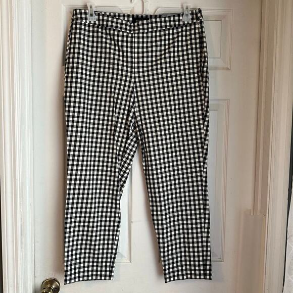 Talbots Black & White Checkered Chatham Ankle Pants Stretch Size 14P NWT - Picture 1 of 8